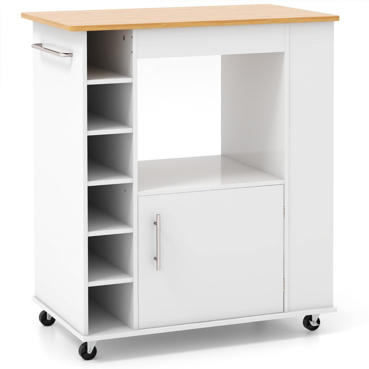 Rolling Kitchen Cart with Towel Rack for Dining Room