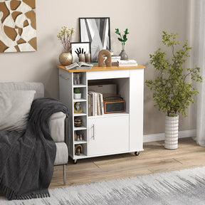 Rolling Kitchen Cart with Towel Rack for Dining Room