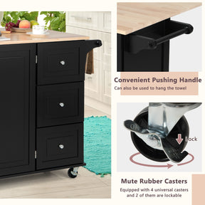 Kitchen Island Trolley with 3 Drawers and Adjustable Shelves