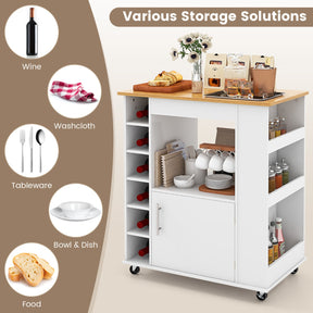 Rolling Kitchen Cart with Towel Rack for Dining Room