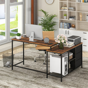 L-shaped Computer Desk with Power Outlet for Working
