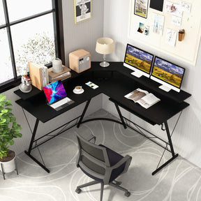 L-shaped Computer Desk with Power Outlet for Home Office
