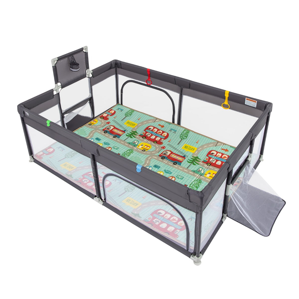 204 x 147 cm Large Baby Playpen Playard with Basketball Hoop Soccer Gates