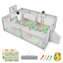 204 x 147 cm Large Baby Playpen Playard with Basketball Hoop Soccer Gates