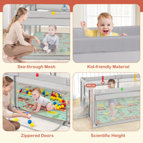 204 x 147 cm Large Baby Playpen Playard with Basketball Hoop Soccer Gates