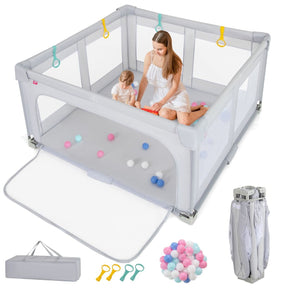 127cm x 127cm Large Baby Playpen with Zipper Gate