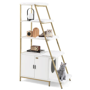 Large Cat Litter Box Enclosure with Storage 2-in-1 Hidden Cat Washroom