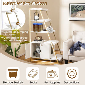 Large Cat Litter Box Enclosure with Storage 2-in-1 Hidden Cat Washroom