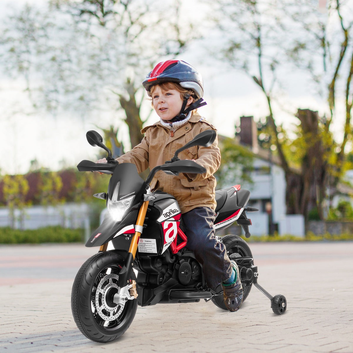Licensed Aprilia 12V Electric Motorcycle with MP3 Player and Spring Suspension