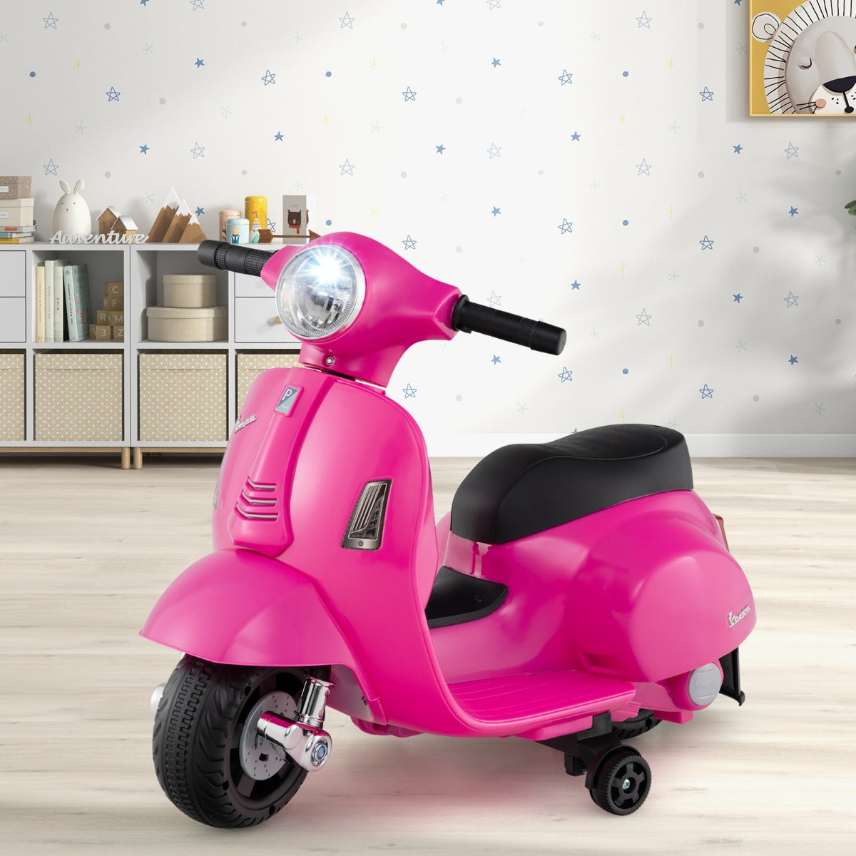 Licensed Vespa Kids Ride on Motorcycle with LED Headlight and Horn Sound
