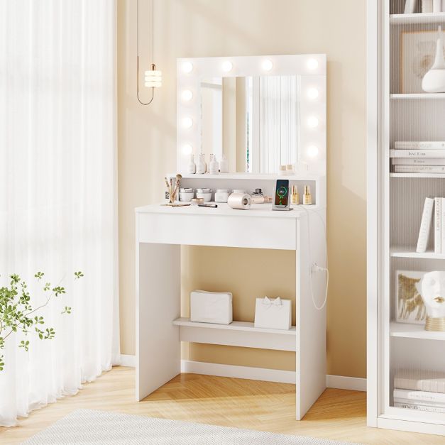 Makeup Table Vanity Desk with Mirror Lights and 3 Light Modes