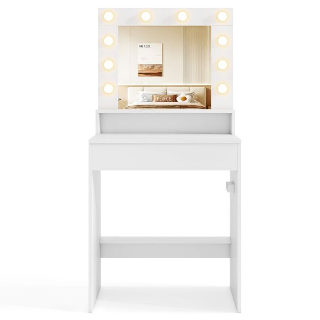 Makeup Table Vanity Desk with Mirror Lights and 3 Light Modes