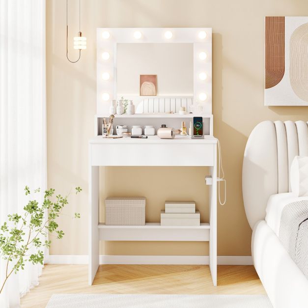 Makeup Table Vanity Desk with Mirror Lights and 3 Light Modes