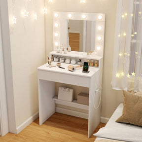 Makeup Table Vanity Desk with Mirror Lights and 3 Light Modes