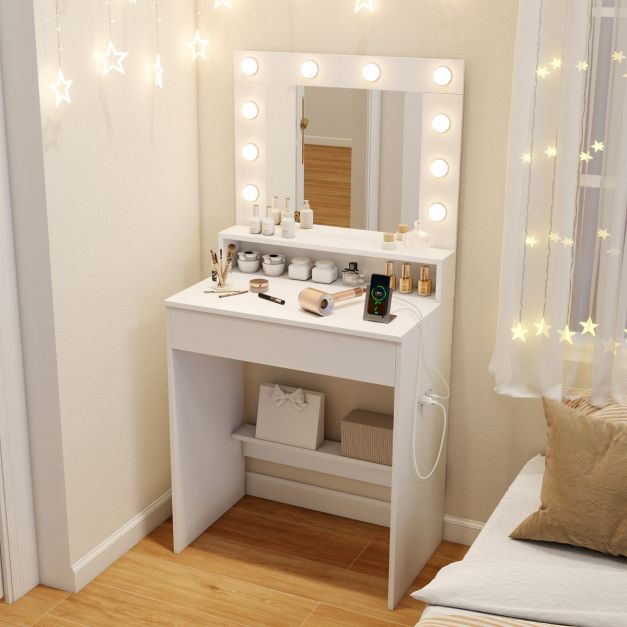 Makeup Table Vanity Desk with Mirror Lights and 3 Light Modes