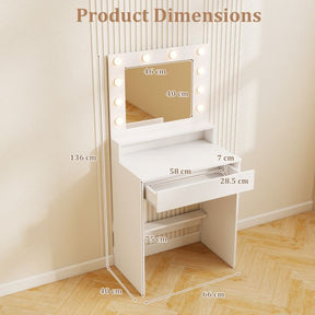 Makeup Table Vanity Desk with Mirror Lights and 3 Light Modes