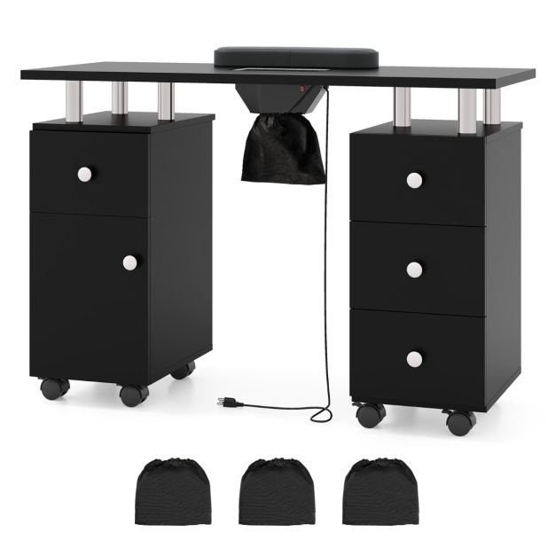 Manicure Table Nail Desk with Electric Dust Collector 3 Dust Bags