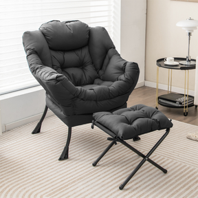 Modern Lazy Chair with Ottoman Pillow Armrests Side Pocket