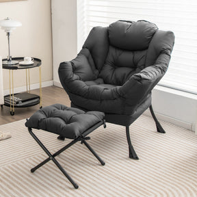 Modern Lazy Chair with Ottoman Pillow Armrests Side Pocket