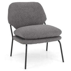 Modern Upholstered Accent Chair with Teddy Fleece Fabric Covering