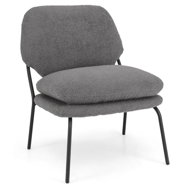 Modern Upholstered Accent Chair with Teddy Fleece Fabric Covering