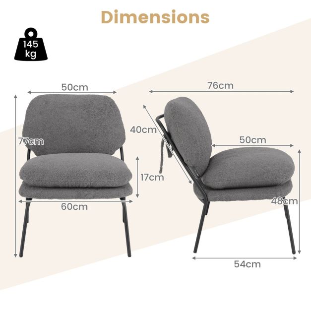 Modern Upholstered Accent Chair with Teddy Fleece Fabric Covering