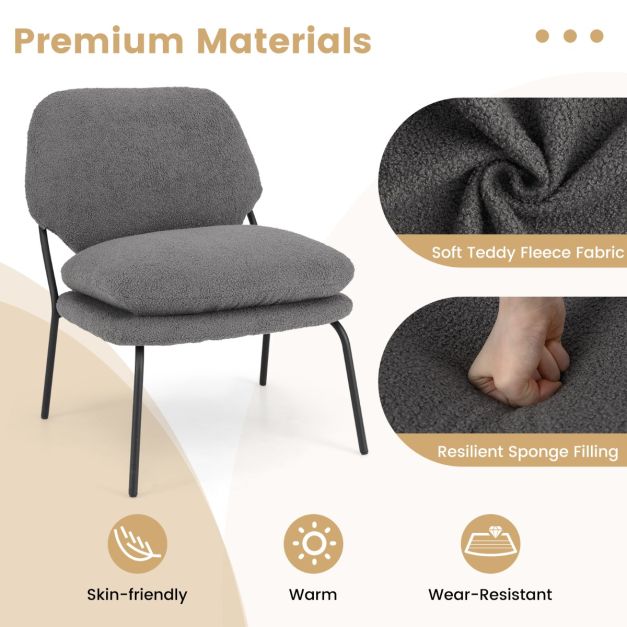 Modern Upholstered Accent Chair with Teddy Fleece Fabric Covering