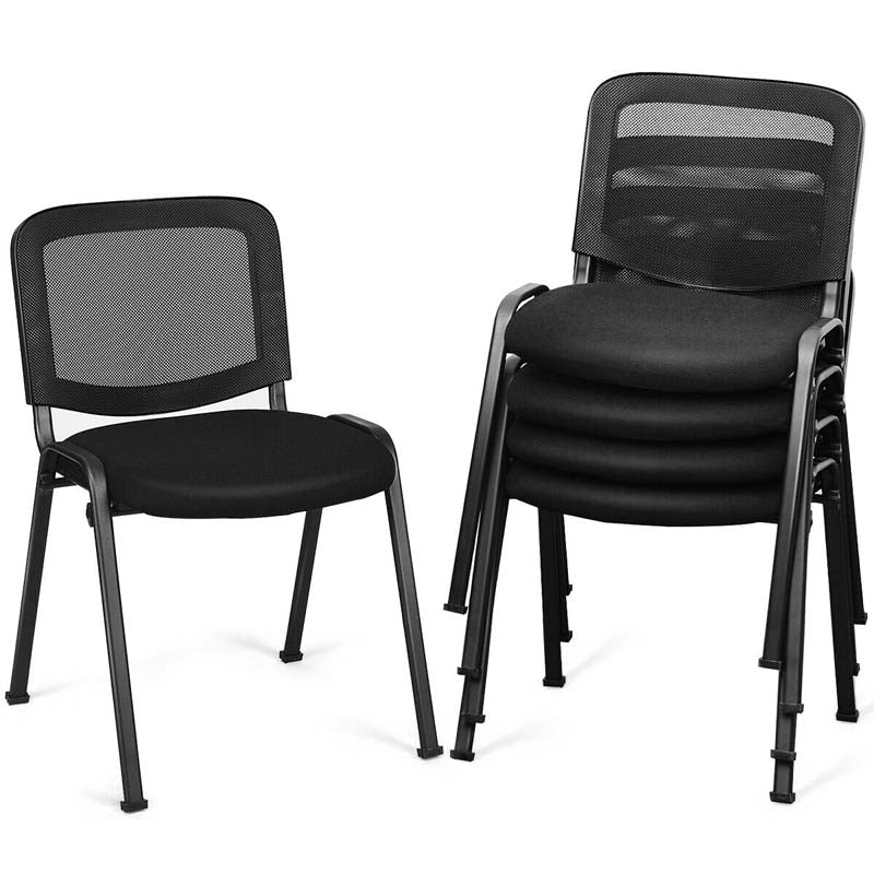 Set of 5 Stackable Conference Chairs with Mesh Back, Ergonomic Office Waiting Room Guest Reception Chairs