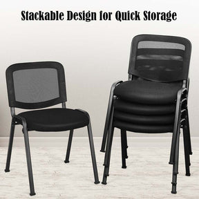 Set of 5 Stackable Conference Chairs with Mesh Back, Ergonomic Office Waiting Room Guest Reception Chairs