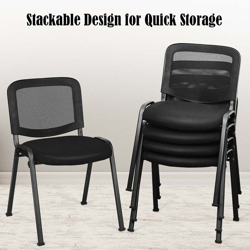 Set of 5 Stackable Conference Chairs with Mesh Back, Ergonomic Office Waiting Room Guest Reception Chairs