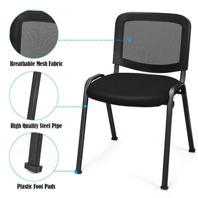 Set of 5 Stackable Conference Chairs with Mesh Back, Ergonomic Office Waiting Room Guest Reception Chairs