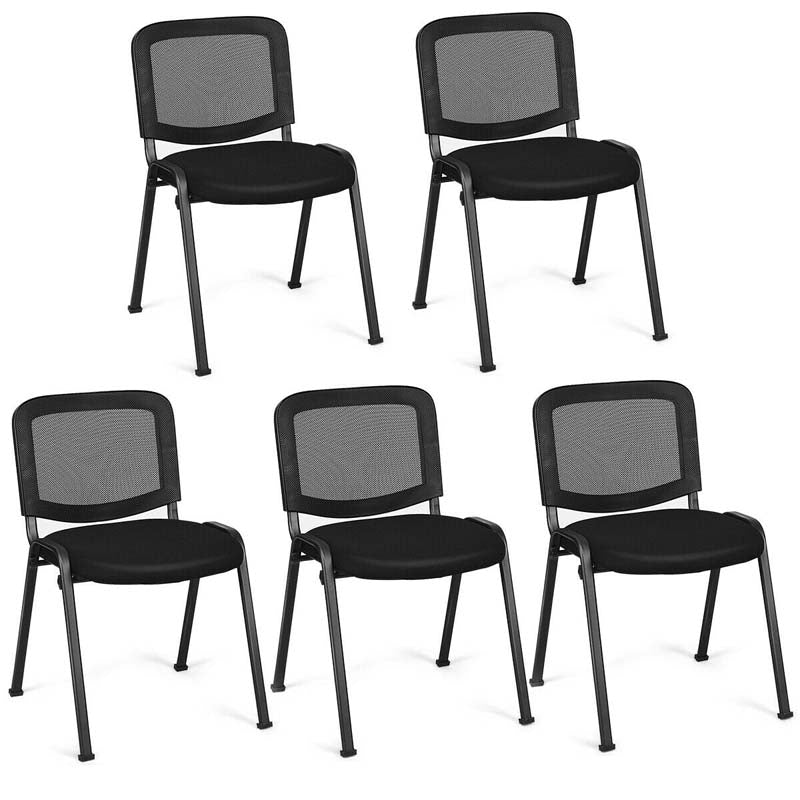 Set of 5 Stackable Conference Chairs with Mesh Back, Ergonomic Office Waiting Room Guest Reception Chairs