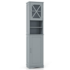 Narrow Tall Bathroom Freestanding Storage Cabinet with 5 Adjustable Shelves