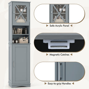 Narrow Tall Bathroom Freestanding Storage Cabinet with 5 Adjustable Shelves