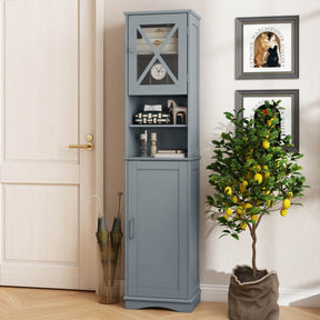 Narrow Tall Bathroom Freestanding Storage Cabinet with 5 Adjustable Shelves