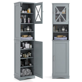 Narrow Tall Bathroom Freestanding Storage Cabinet with 5 Adjustable Shelves