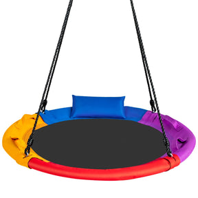 100cm/40" Saucer Tree Swing Outdoor Round Platform Swing with Pillow for Kids