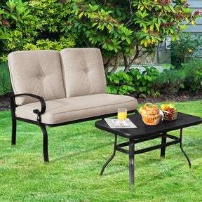 2 Pieces Outdoor Conversation Set with Ergonomic Backrest & Armrest for Balcony & Poolside