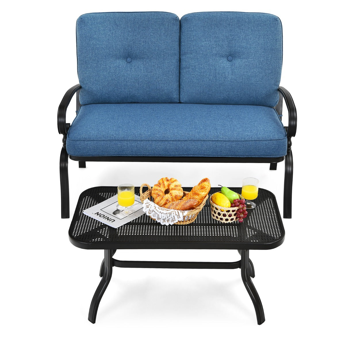 2 Pieces Outdoor Conversation Set with Ergonomic Backrest & Armrest for Balcony & Poolside