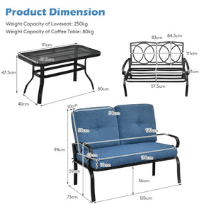 2 Pieces Outdoor Conversation Set with Ergonomic Backrest & Armrest for Balcony & Poolside