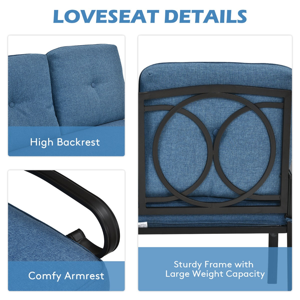 2 Pieces Outdoor Conversation Set with Ergonomic Backrest & Armrest for Balcony & Poolside