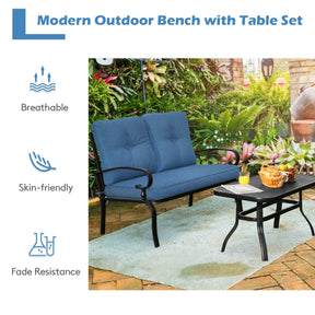 2 Pieces Outdoor Conversation Set with Ergonomic Backrest & Armrest for Balcony & Poolside