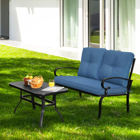 2 Pieces Outdoor Conversation Set with Ergonomic Backrest & Armrest for Balcony & Poolside