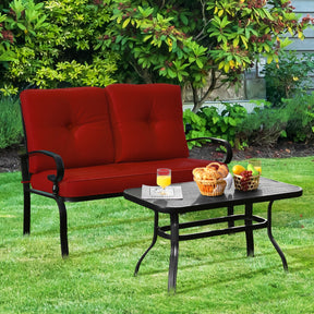 2 Pieces Outdoor Conversation Set with Ergonomic Backrest & Armrest for Balcony & Poolside