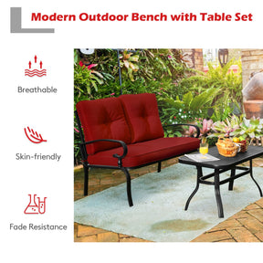 2 Pieces Outdoor Conversation Set with Ergonomic Backrest & Armrest for Balcony & Poolside