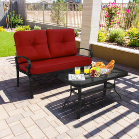 2 Pieces Outdoor Conversation Set with Ergonomic Backrest & Armrest for Balcony & Poolside