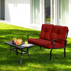 2 Pieces Outdoor Conversation Set with Ergonomic Backrest & Armrest for Balcony & Poolside