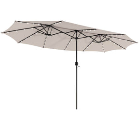 Twin Patio Umbrella 48 LED Lights Outdoor Double-Side Parasol Sun Shade Poolside