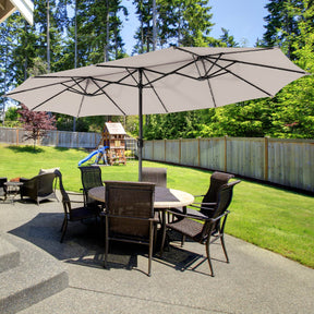 Twin Patio Umbrella 48 LED Lights Outdoor Double-Side Parasol Sun Shade Poolside