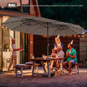Twin Patio Umbrella 48 LED Lights Outdoor Double-Side Parasol Sun Shade Poolside